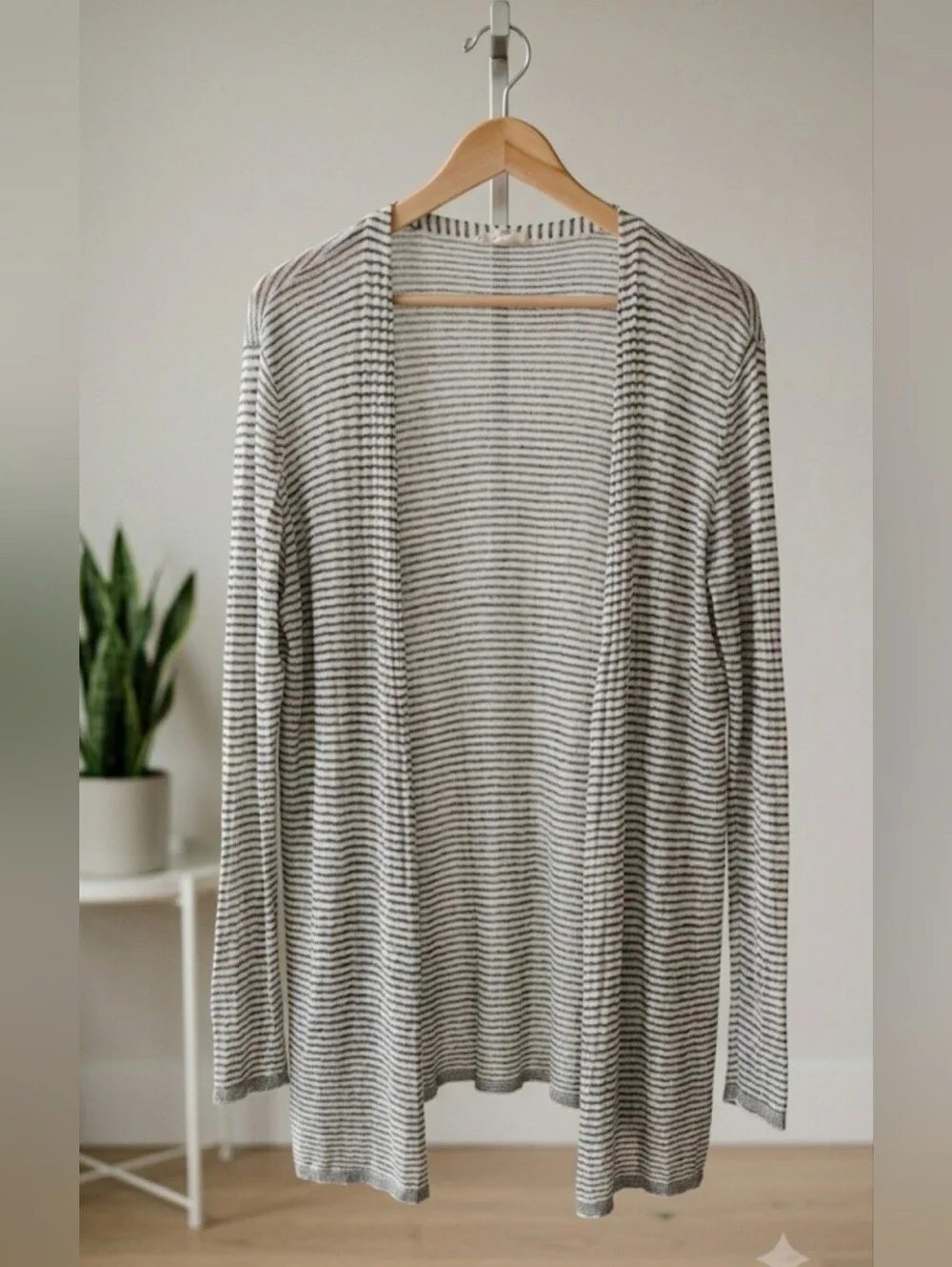 EILEEN FISHER Women Size Large L/G Open-Front Lightweight Cardigan Linen